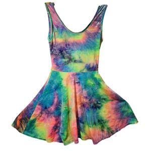 See You Monday Rainbow Velvet Tie Dye Dress L G Grande Large LA Los Angeles